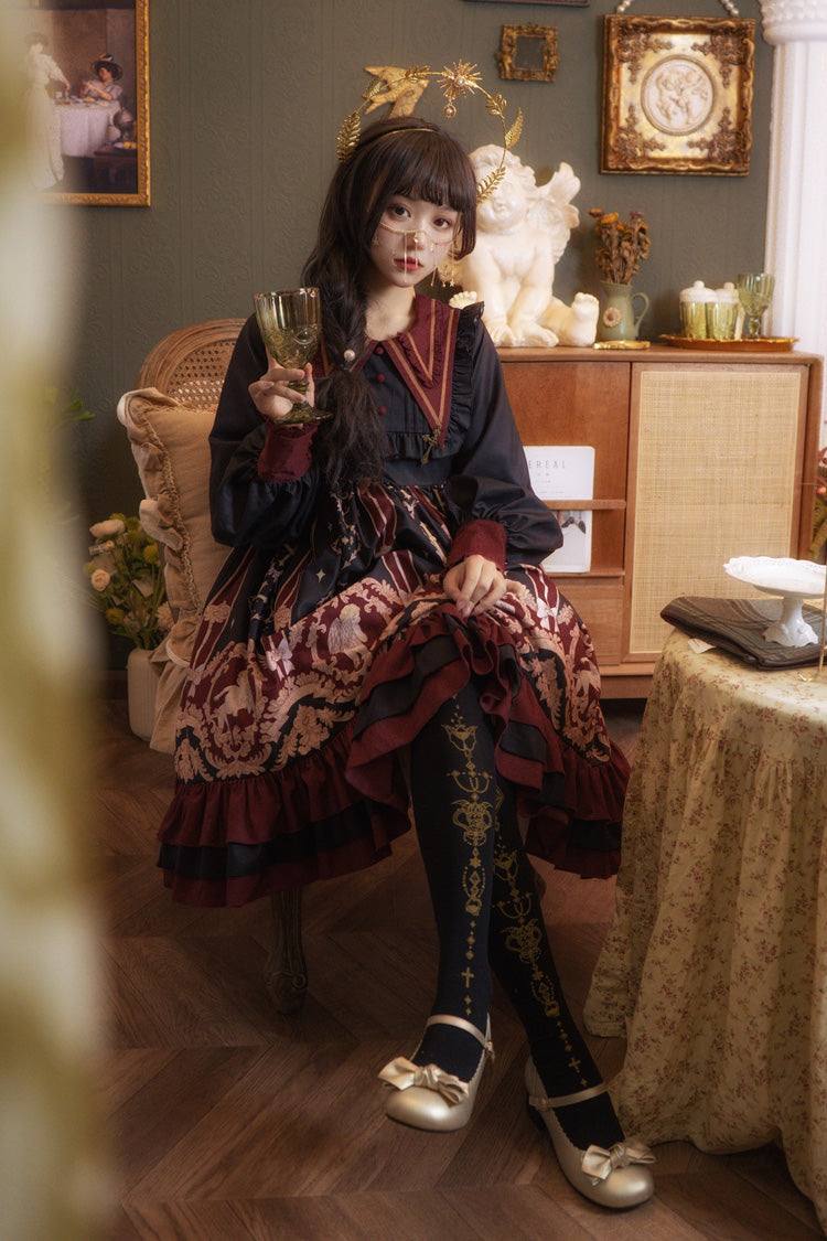 Gothic Lolita Dress - Angel's Redemption, 3 Colors, Printed, Long Sleeves, Sweet Style - additional product view 2