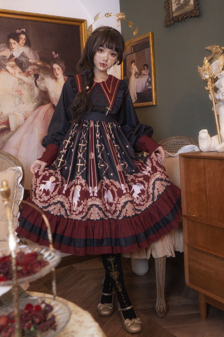 Gothic Lolita Dress - Angel's Redemption, 3 Colors, Printed, Long Sleeves, Sweet Style - additional product view 3
