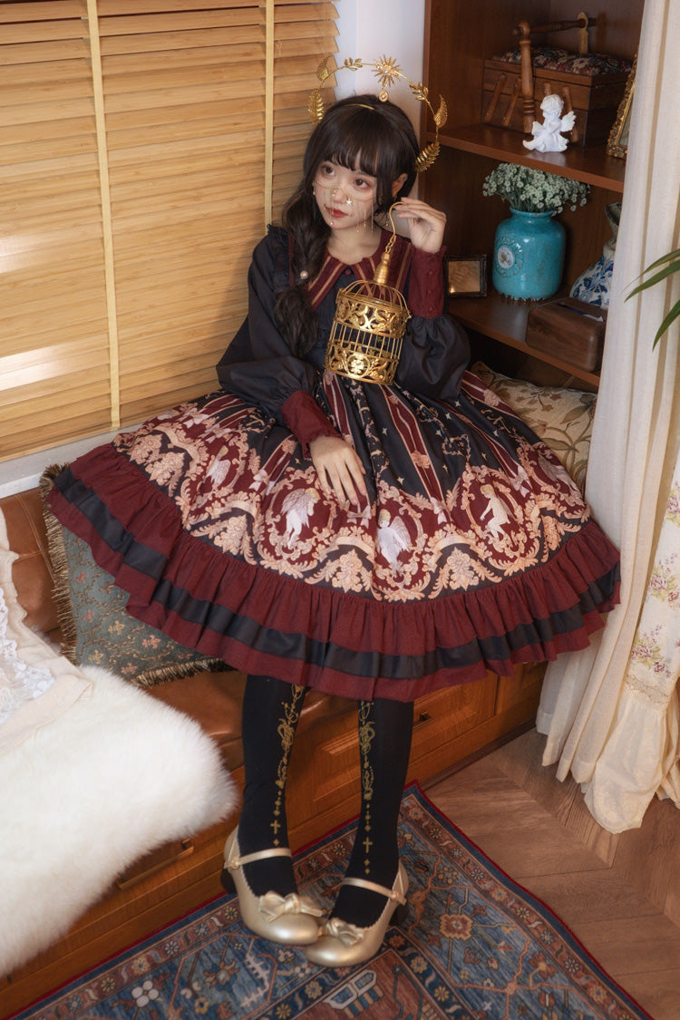 Gothic Lolita Dress - Angel's Redemption, 3 Colors, Printed, Long Sleeves, Sweet Style - additional product view 4