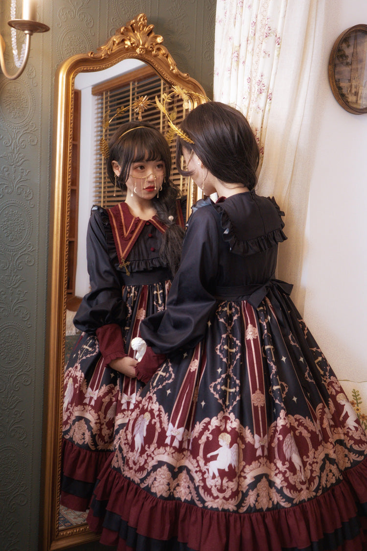 Gothic Lolita Dress - Angel's Redemption, 3 Colors, Printed, Long Sleeves, Sweet Style - additional product view 7