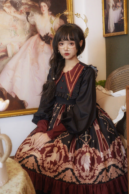 Gothic Lolita Dress - Angel's Redemption, 3 Colors, Printed, Long Sleeves, Sweet Style - additional product view 8