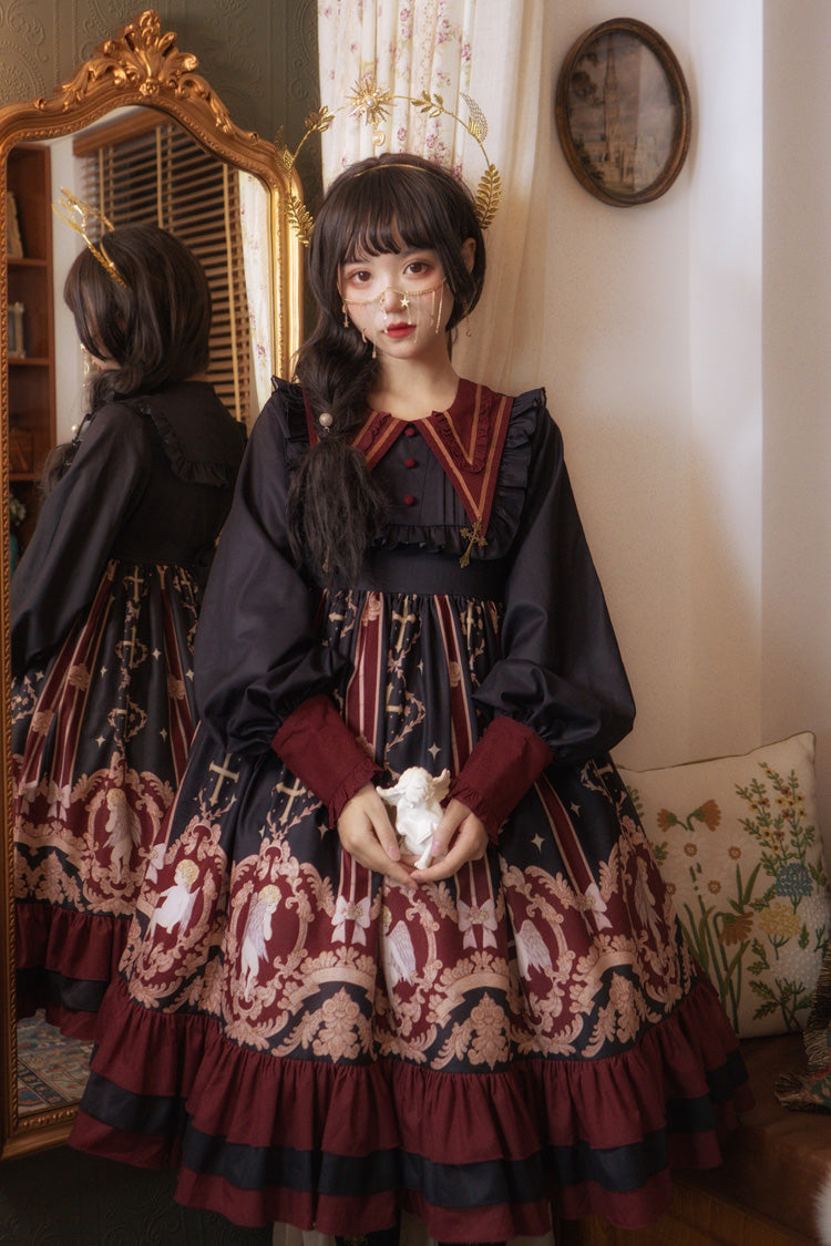 Gothic Lolita Dress - Angel's Redemption, 3 Colors, Printed, Long Sleeves, Sweet Style - additional product view 9