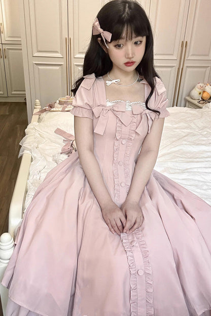 Gothic Lolita Dress - Annie's Gift, Pink, Plus Size, Sweet Style, Bow Detail - additional product view 4