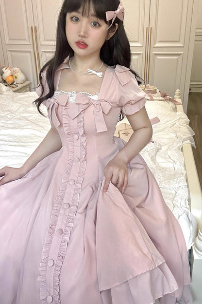 Gothic Lolita Dress - Annie's Gift, Pink, Plus Size, Sweet Style, Bow Detail - additional product view 5