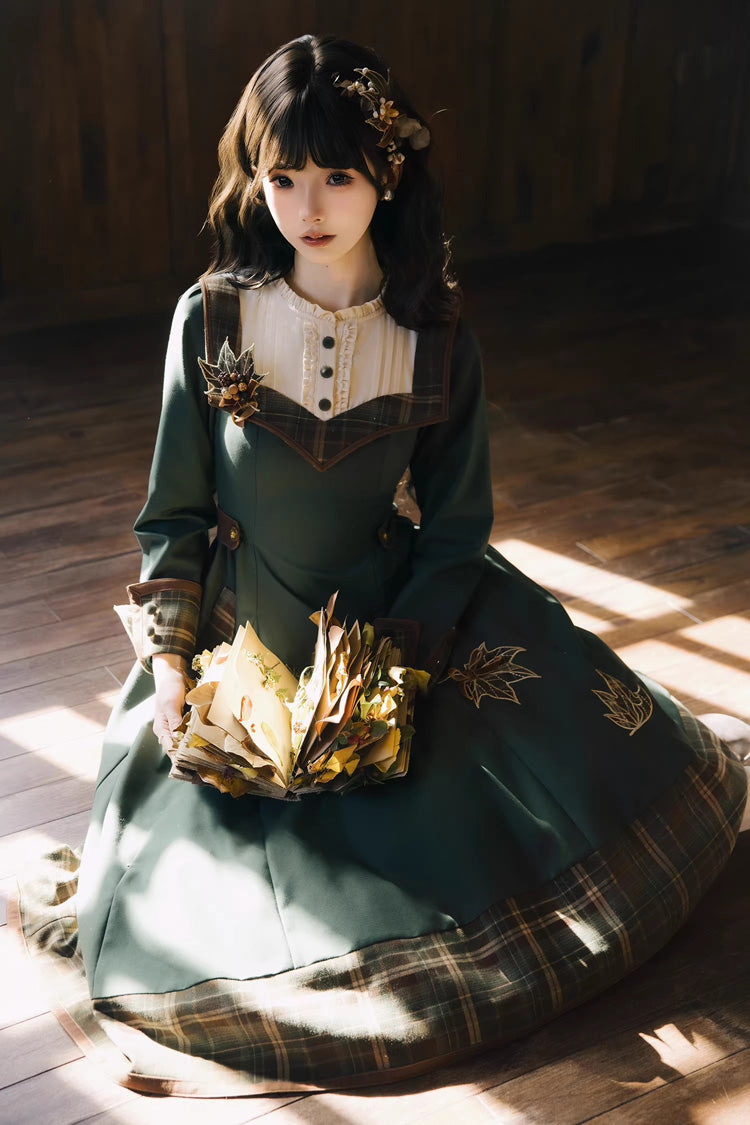 Gothic Lolita Dress - Autumn Chronicles, Green, Sweet Style, Printed, Embroidered - additional product view 4