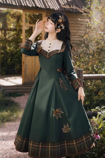 Gothic Lolita Dress - Autumn Chronicles, Green, Sweet Style, Printed, Embroidered - main product image