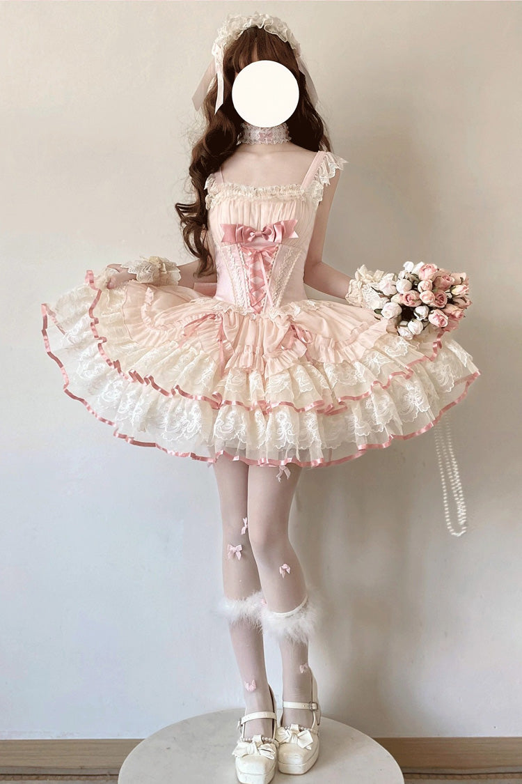 Gothic Lolita Dress - Bale Bebe, Pink, Lace-Up, Sweet Style, Ballet-Inspired Style - additional product view 2