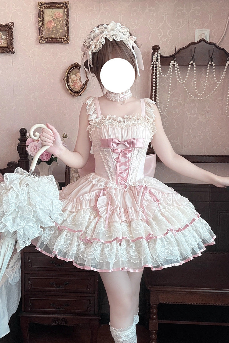 Gothic Lolita Dress - Bale Bebe, Pink, Lace-Up, Sweet Style, Ballet-Inspired Style - additional product view 3