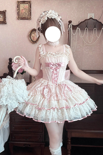 Gothic Lolita Dress - Bale Bebe, Pink, Lace-Up, Sweet Style, Ballet-Inspired Style - additional product view 3