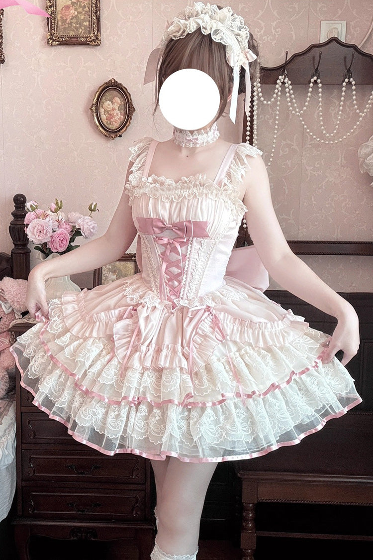Gothic Lolita Dress - Bale Bebe, Pink, Lace-Up, Sweet Style, Ballet-Inspired Style - main product image