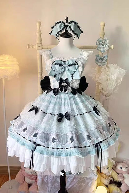 Gothic Lolita Dress - Bamboo Overture, Green, Sweet Style, Bow Detail, Lace Trim - main product image