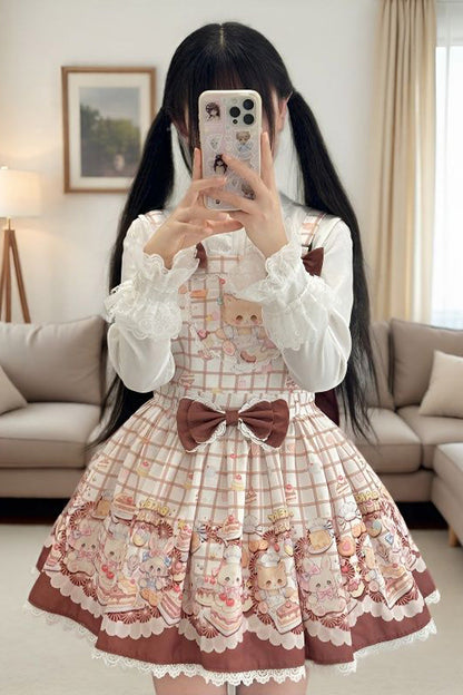 Gothic Lolita Dress - Bear Cake, 3 Colors, Lace Trim, Printed, Sweet Style - additional product view 3
