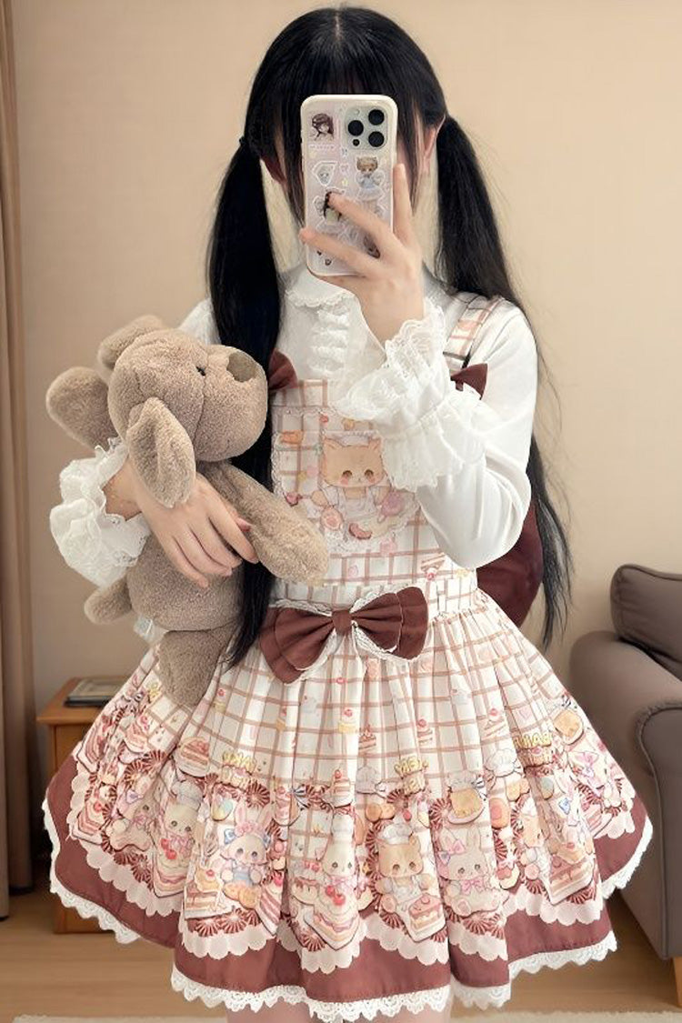 Gothic Lolita Dress - Bear Cake, 3 Colors, Lace Trim, Printed, Sweet Style - main product image
