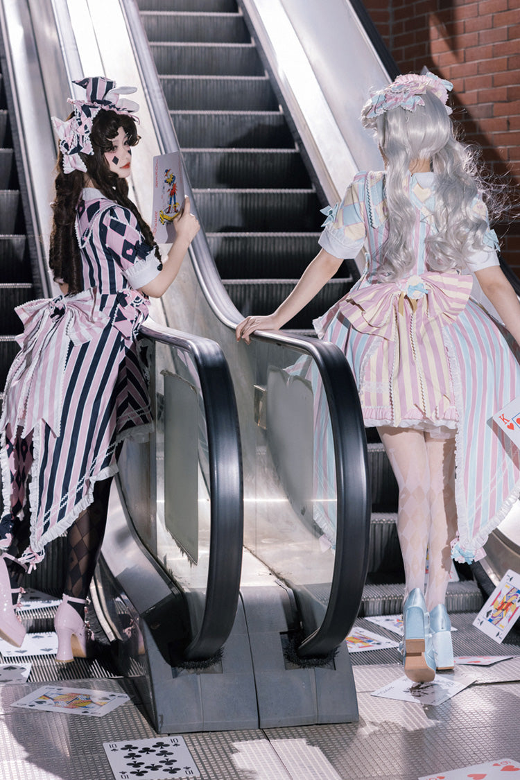 Gothic Lolita Dress - Blue/pink, 2 Colors, Printed, Sweet Style, Bow Detail - additional product view 9