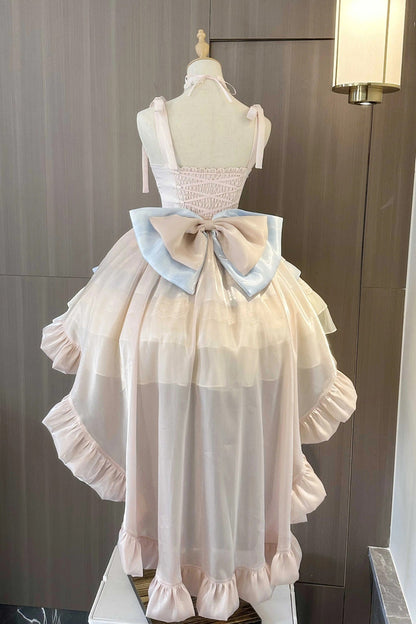 Gothic Lolita Dress - Blue/pink/apricot Multi-layer, 3 Colors, Sweet Style, Bow Detail - additional product view 5