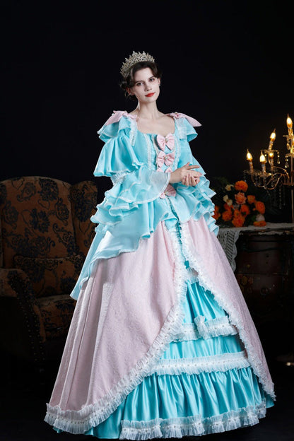 Gothic Lolita Dress - Blue/pink Square Collar, 2 Colors, Square Collar, Long Sleeves - additional product view 2