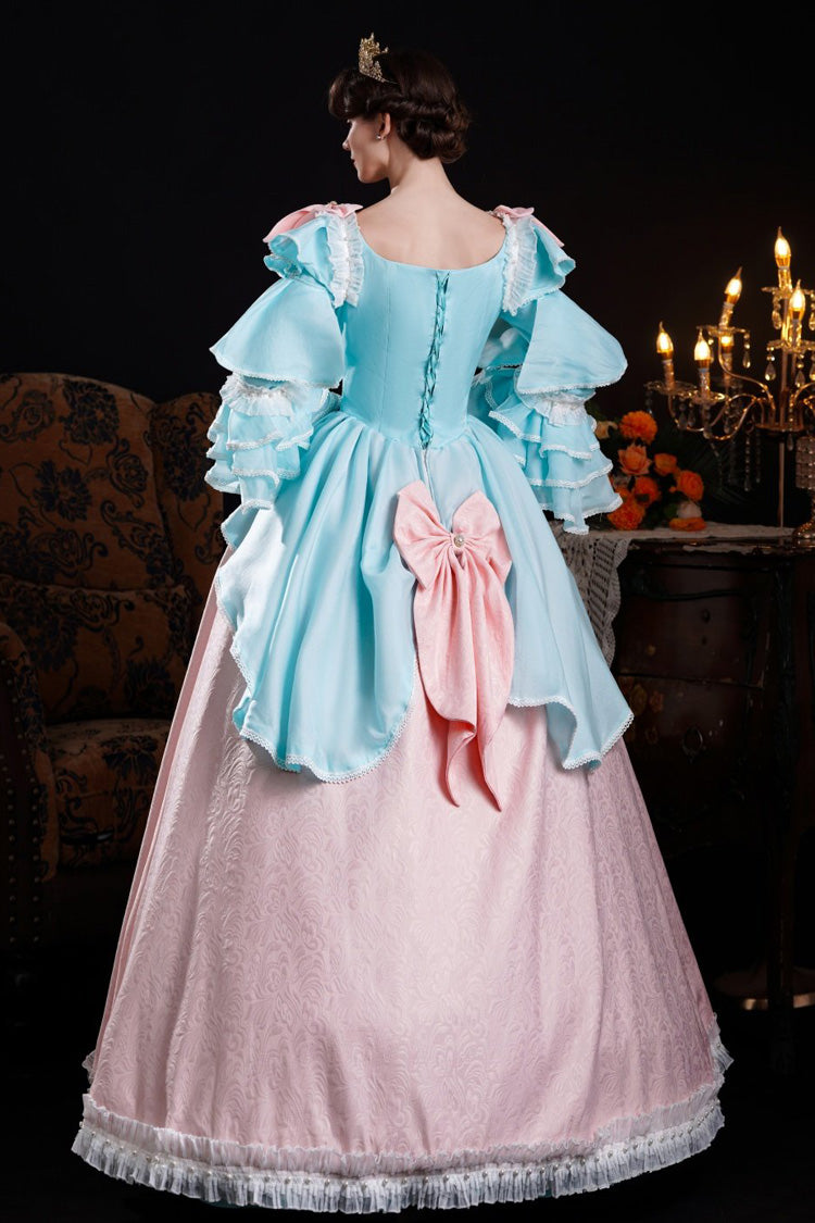 Gothic Lolita Dress - Blue/pink Square Collar, 2 Colors, Square Collar, Long Sleeves - additional product view 3