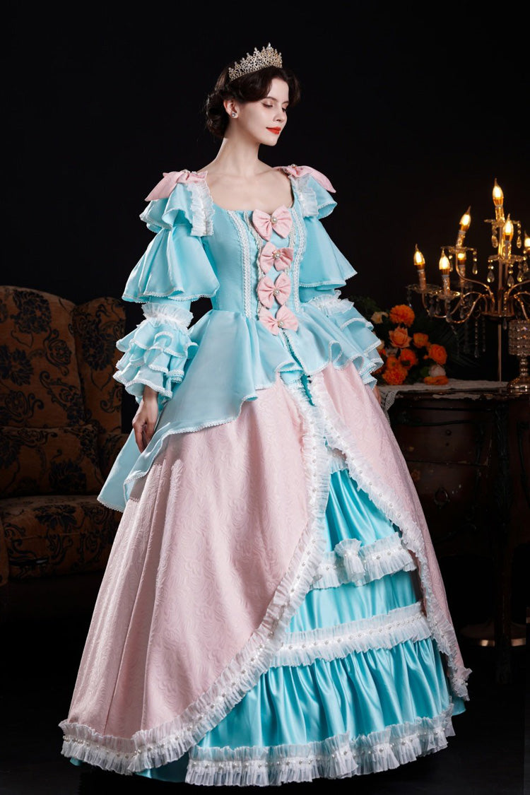 Gothic Lolita Dress - Blue/pink Square Collar, 2 Colors, Square Collar, Long Sleeves - additional product view 4