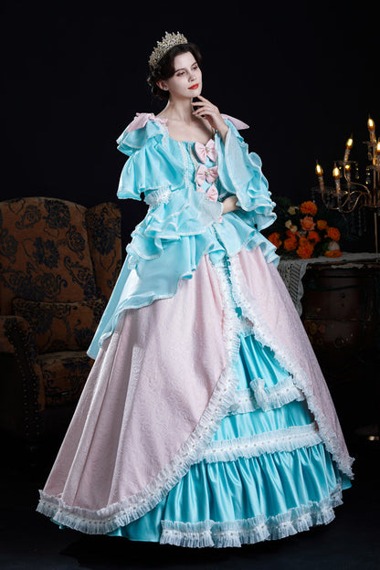 Gothic Lolita Dress - Blue/pink Square Collar, 2 Colors, Square Collar, Long Sleeves - additional product view 6