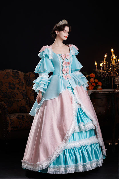 Gothic Lolita Dress - Blue/pink Square Collar, 2 Colors, Square Collar, Long Sleeves - additional product view 7