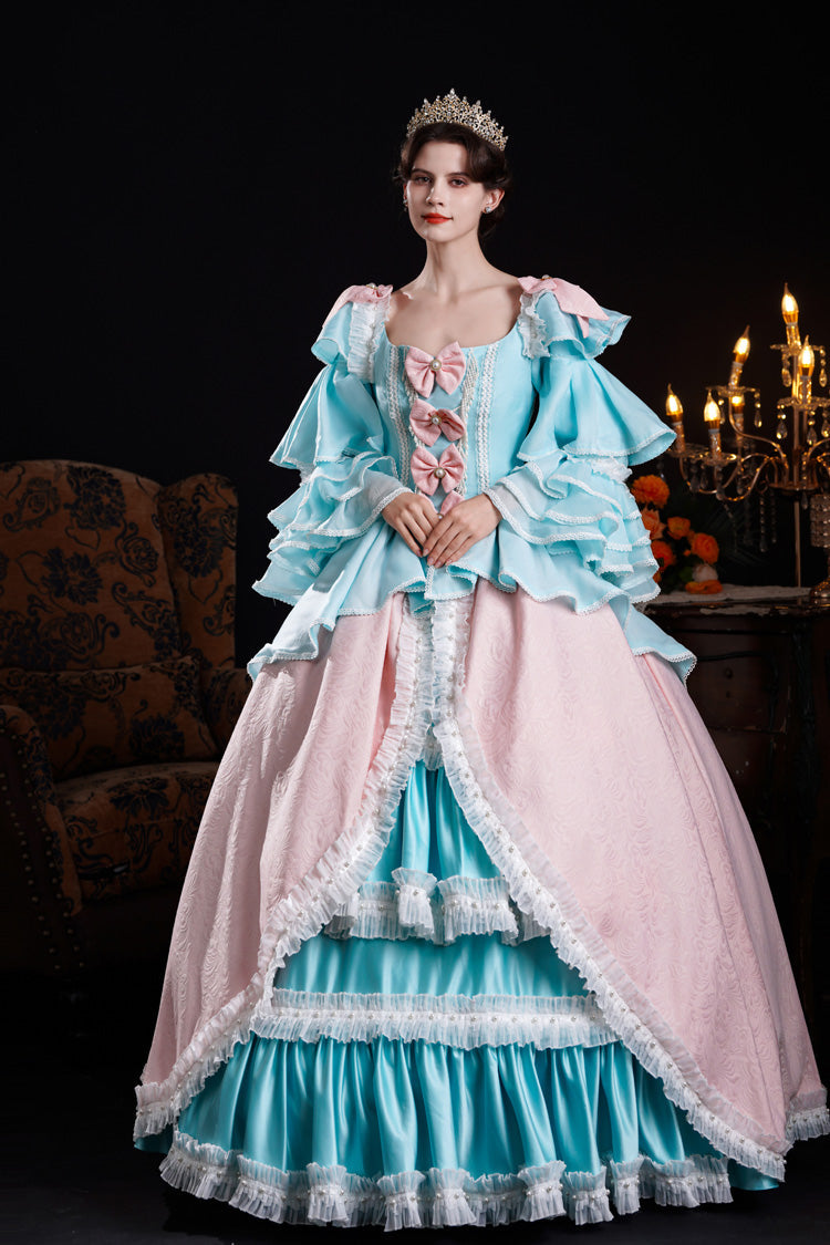 Gothic Lolita Dress - Blue/pink Square Collar, 2 Colors, Square Collar, Long Sleeves - additional product view 8