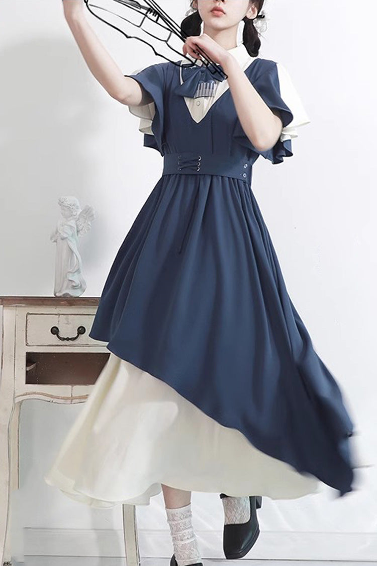 Gothic Lolita Dress - Blue/white, 2 Colors, Bow Detail, Sweet Style - main product image