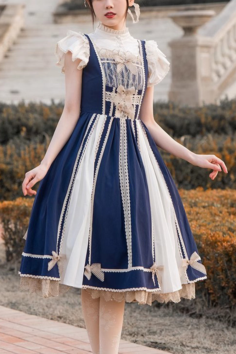 Gothic Lolita Dress - Blue/white Elegant Color, 2 Colors, Classic Style, Lace Trim - main product image