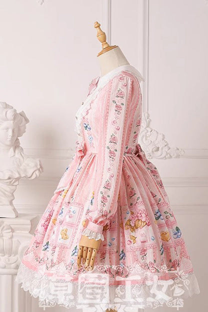 Gothic Lolita Dress - Blueberry Berries Print, 4 Colors, Sweet Style, Bow Detail, Printed - additional product view 8