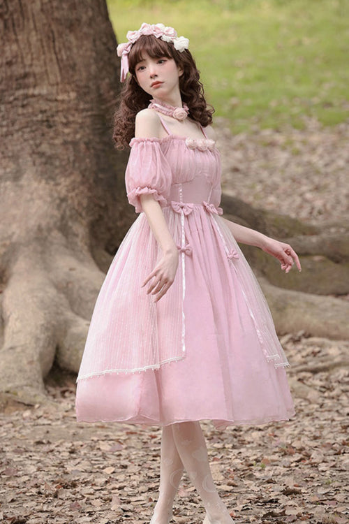 Gothic Lolita Dress - Boat Neck Bubble, 2 Colors, High Waist, Sweet Style - additional product view 4