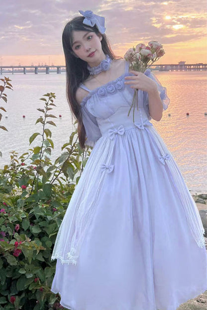 Gothic Lolita Dress - Boat Neck Bubble, 2 Colors, High Waist, Sweet Style - additional product view 7