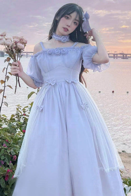 Gothic Lolita Dress - Boat Neck Bubble, 2 Colors, High Waist, Sweet Style - additional product view 8