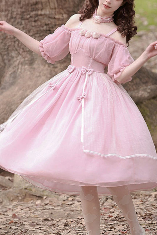Gothic Lolita Dress - Boat Neck Bubble, 2 Colors, High Waist, Sweet Style - main product image