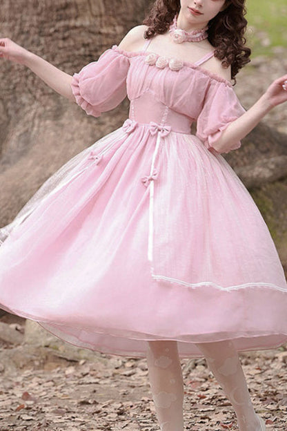 Gothic Lolita Dress - Boat Neck Bubble, 2 Colors, High Waist, Sweet Style - main product image
