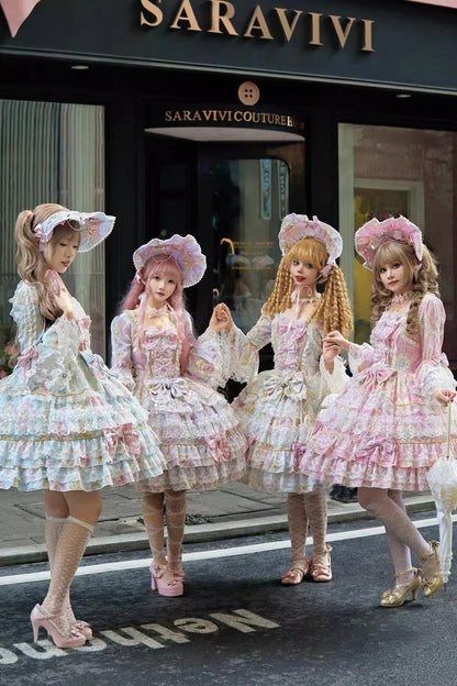 Gothic Lolita Dress - Candlelight Elegance, Pink, Long Sleeves, Sweet Style, Bow Detail - additional product view 9
