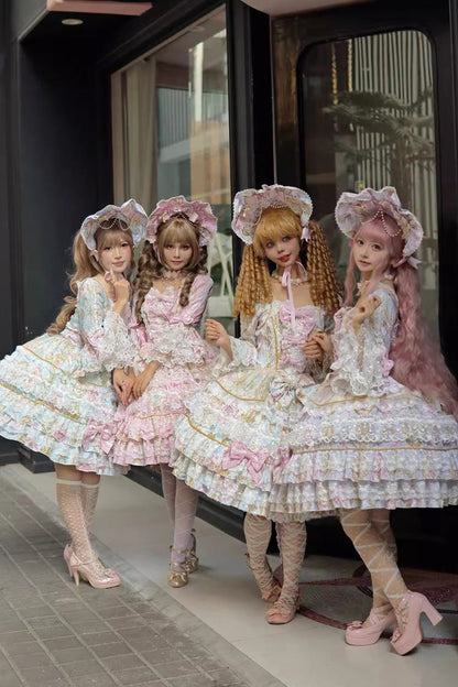 Gothic Lolita Dress - Candlelight Elegance, Pink, Long Sleeves, Sweet Style, Bow Detail - additional product view 10