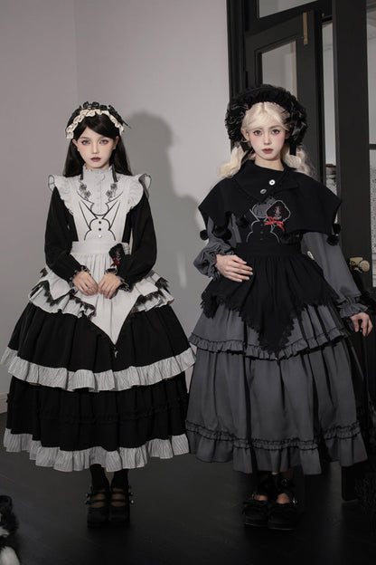 Gothic Lolita Dress - Castle Night, 2 Colors, Long Sleeves, Ruffled, Embroidered - additional product view 5