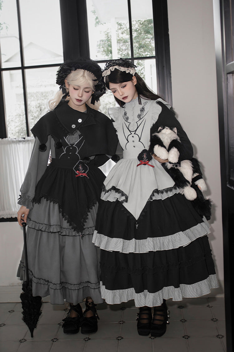 Gothic Lolita Dress - Castle Night, 2 Colors, Long Sleeves, Ruffled, Embroidered - additional product view 6