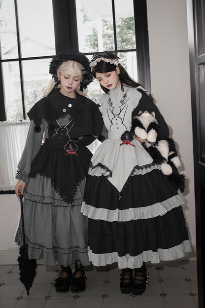 Gothic Lolita Dress - Castle Night, 2 Colors, Long Sleeves, Ruffled, Embroidered - additional product view 6