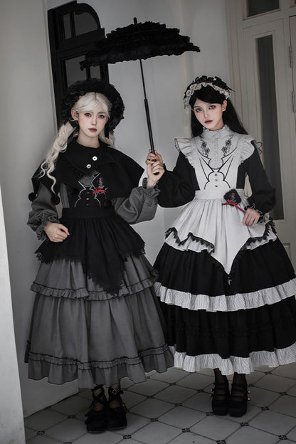 Gothic Lolita Dress - Castle Night, 2 Colors, Long Sleeves, Ruffled, Embroidered - additional product view 7