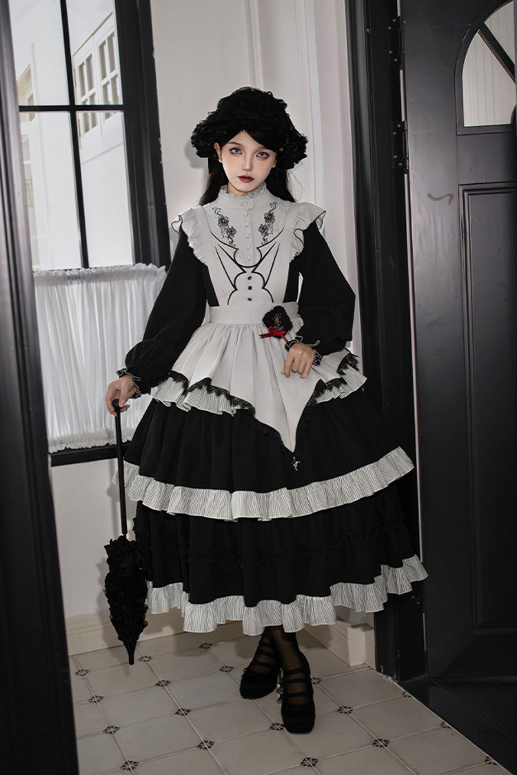 Gothic Lolita Dress - Castle Night, 2 Colors, Long Sleeves, Ruffled, Embroidered - additional product view 10
