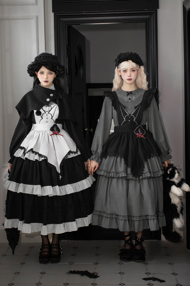 Gothic Lolita Dress - Castle Night, 2 Colors, Long Sleeves, Ruffled, Embroidered - main product image