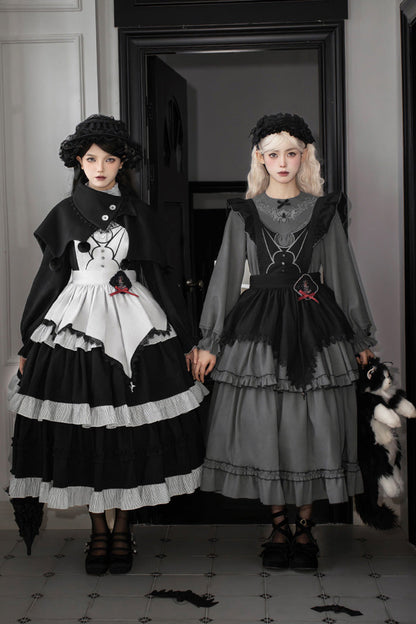 Gothic Lolita Dress - Castle Night, 2 Colors, Long Sleeves, Ruffled, Embroidered - main product image