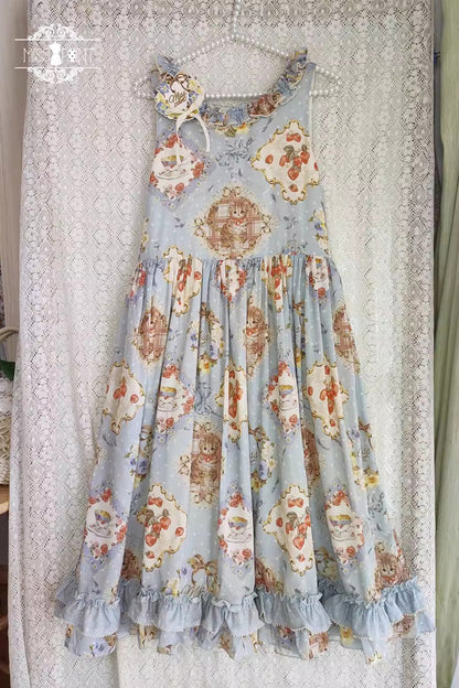 Gothic Lolita Dress - Cat Rose Tea, 3 Colors, Ruffled, Printed, Sweet Style - additional product view 3
