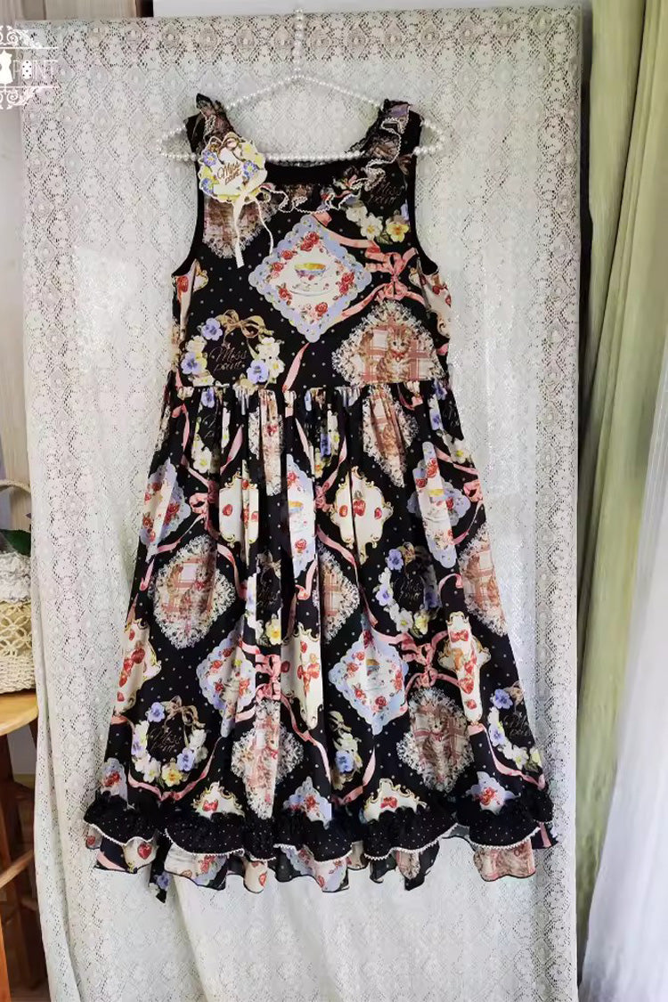Gothic Lolita Dress - Cat Rose Tea, 3 Colors, Ruffled, Printed, Sweet Style - additional product view 4
