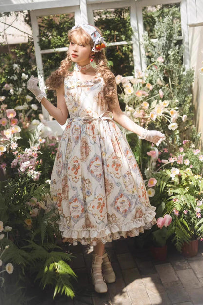 Gothic Lolita Dress - Cat Rose Tea, 3 Colors, Ruffled, Printed, Sweet Style - additional product view 5