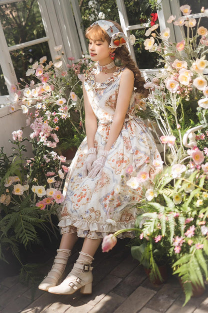 Gothic Lolita Dress - Cat Rose Tea, 3 Colors, Ruffled, Printed, Sweet Style - additional product view 7