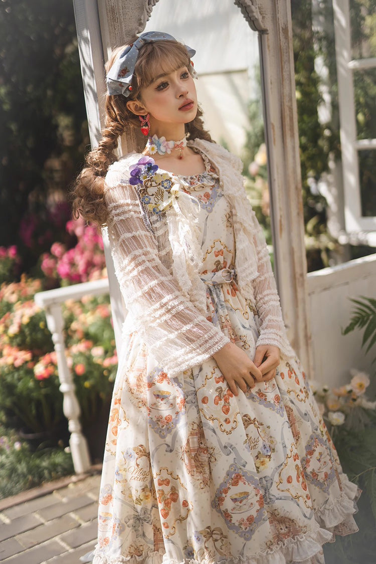 Gothic Lolita Dress - Cat Rose Tea, 3 Colors, Ruffled, Printed, Sweet Style - additional product view 9