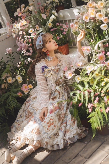 Gothic Lolita Dress - Cat Rose Tea, 3 Colors, Ruffled, Printed, Sweet Style - additional product view 10