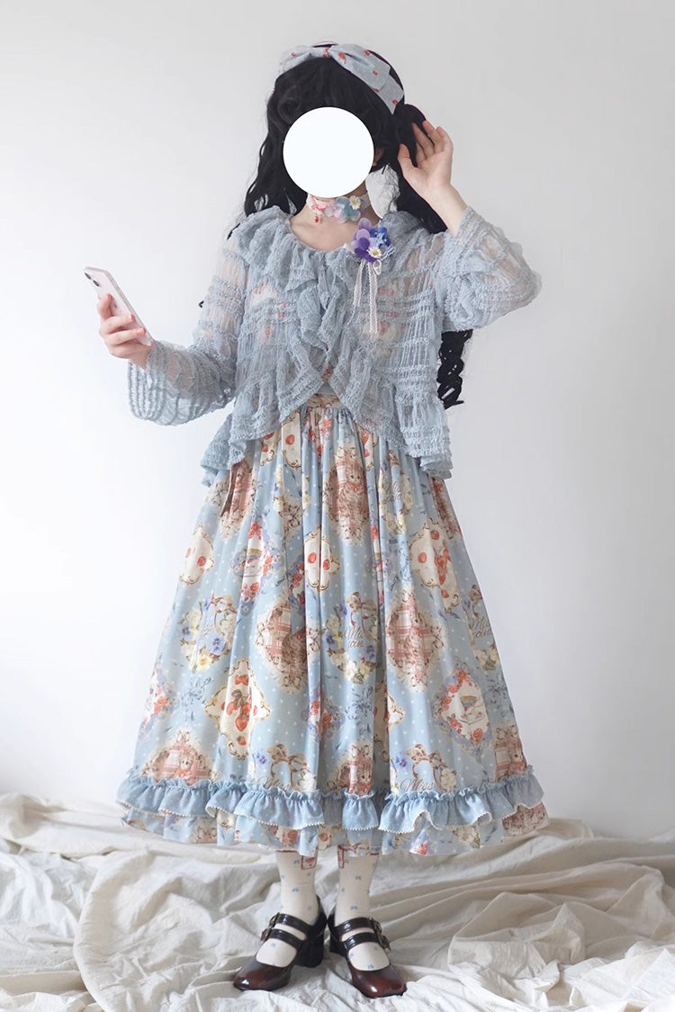 Gothic Lolita Dress - Cat Rose Tea, 3 Colors, Ruffled, Printed, Sweet Style - additional product view 12