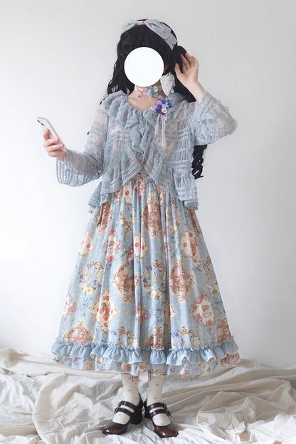 Gothic Lolita Dress - Cat Rose Tea, 3 Colors, Ruffled, Printed, Sweet Style - additional product view 12